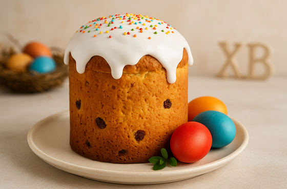 Traditional Easter bread in the oven